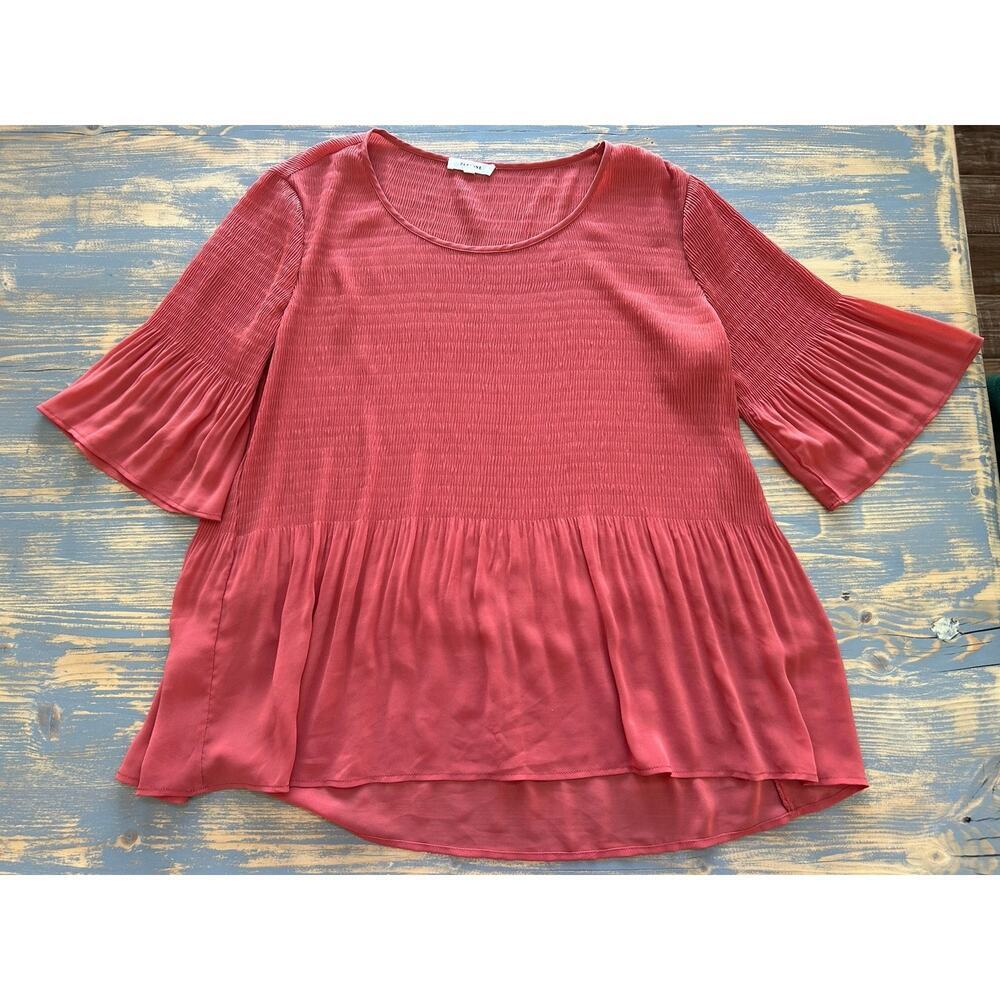 Pleione Babydoll Blue Blouse Cami Slip Sheer M